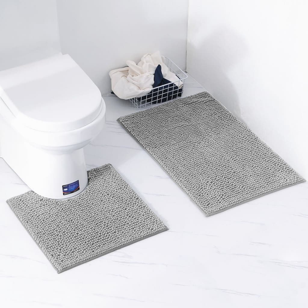 Kit com 2 Tapete de Banheiro Bolinha Microfibra Premium Antiderrapante 45x75 Cm + 45x40 Cm