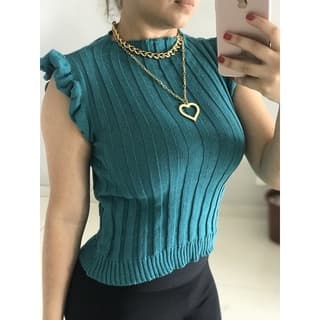 Blusinha Feminina Garrafinha / Modal / Tricot Canelado / Babado / Blusa Feminina envio imediato