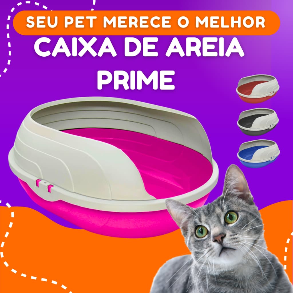 Caixa de Areia Sanitária Bandeja Higiênica Furba Prime Pet Com arco para Gatos Resistente Qualidade