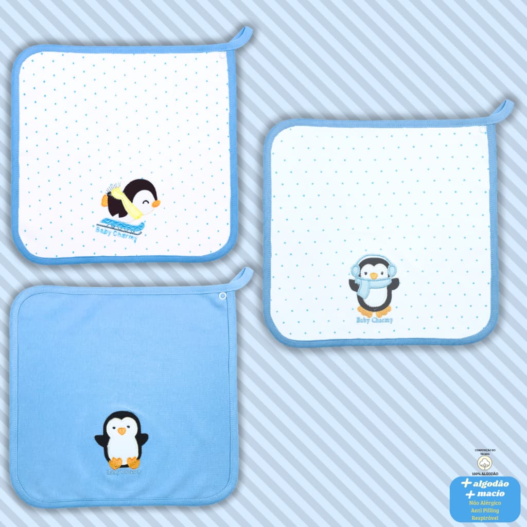 Kit pano de boca babete Baby Charmy bordado