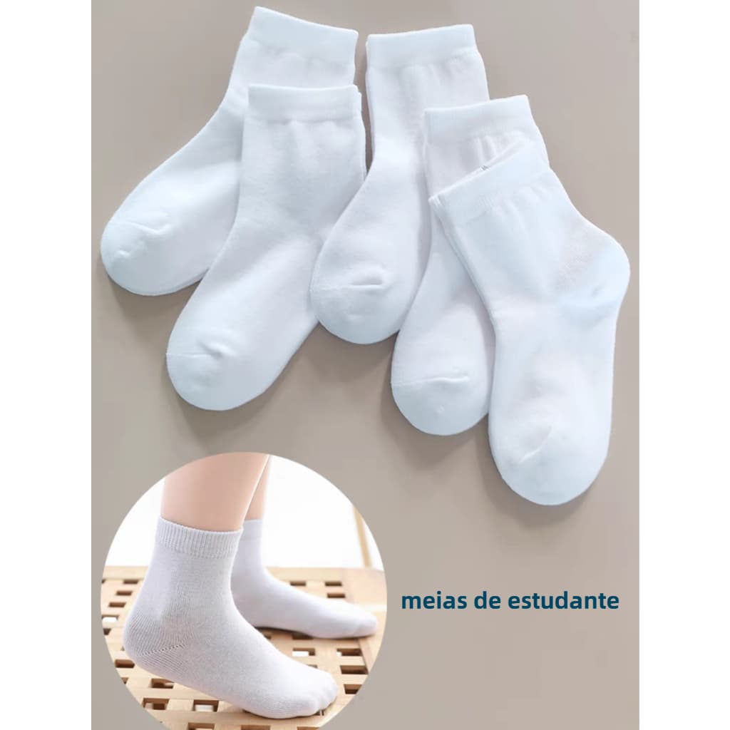 3/6/12 pares meias infantil branca escola para menino e menina dos 0 -10 anos