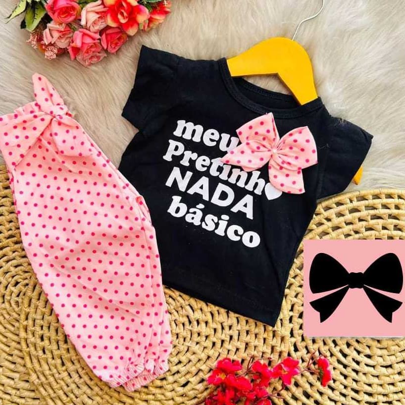 Conjunto para bebê menina calça + blusa estiloso moda blogueirinha fofo