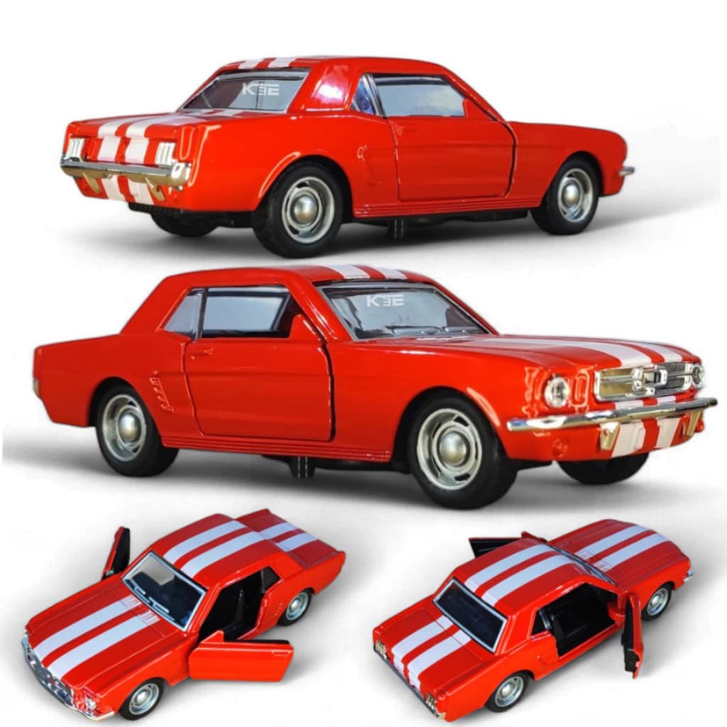 Miniatura Carrinho D Ferro Ford Mustang Fricção Abre Portas