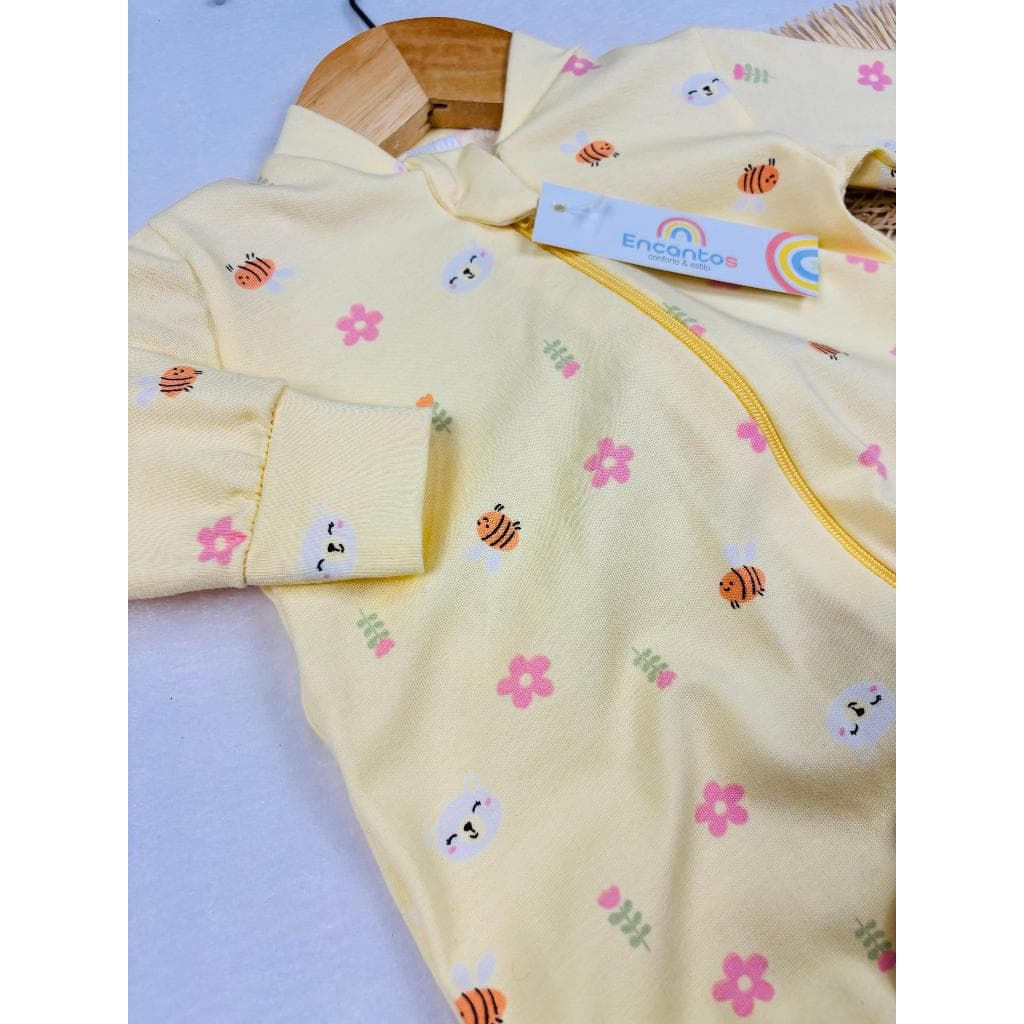 MACACÃO LONGO ZÍPER COM PROTEÇÃO BEBÊ RECÉM NASCIDO MENINO MENINA