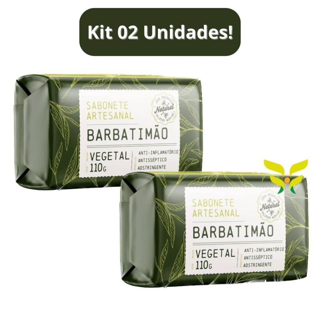 Kit 2 Unidades: Sabonete BARBATIMÃO em Barra 110g Cheiro D Ervas