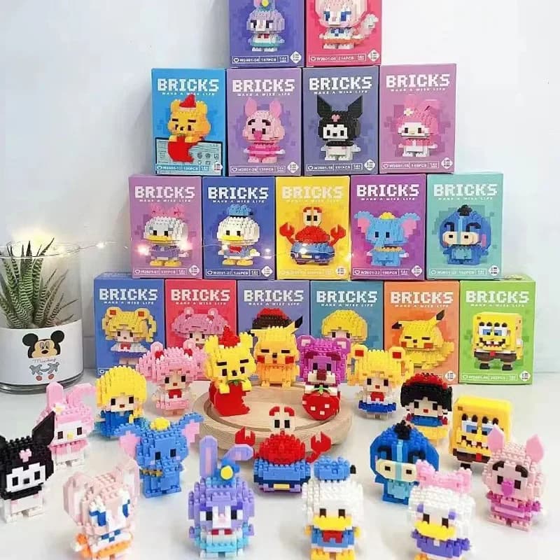 brinquedos de blocos Stitch blocos de montar bob esponja Mini bricks toys Montáveis e Colecionáveis