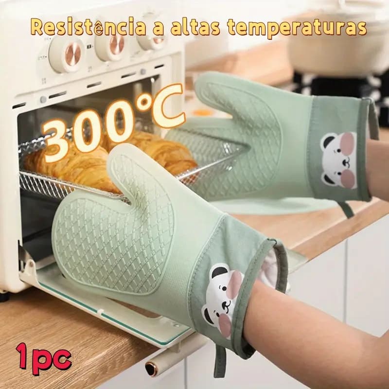 Luva Térmica De Forno E Fogão Para Cozinha Em Silicone Com Forro