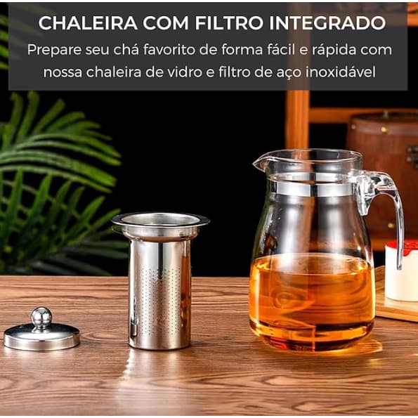Chaleira Com Infusor De Vidro 750 600 500 OU 350 ML (NÃO VAI AO FOGO) Para Chá Bule