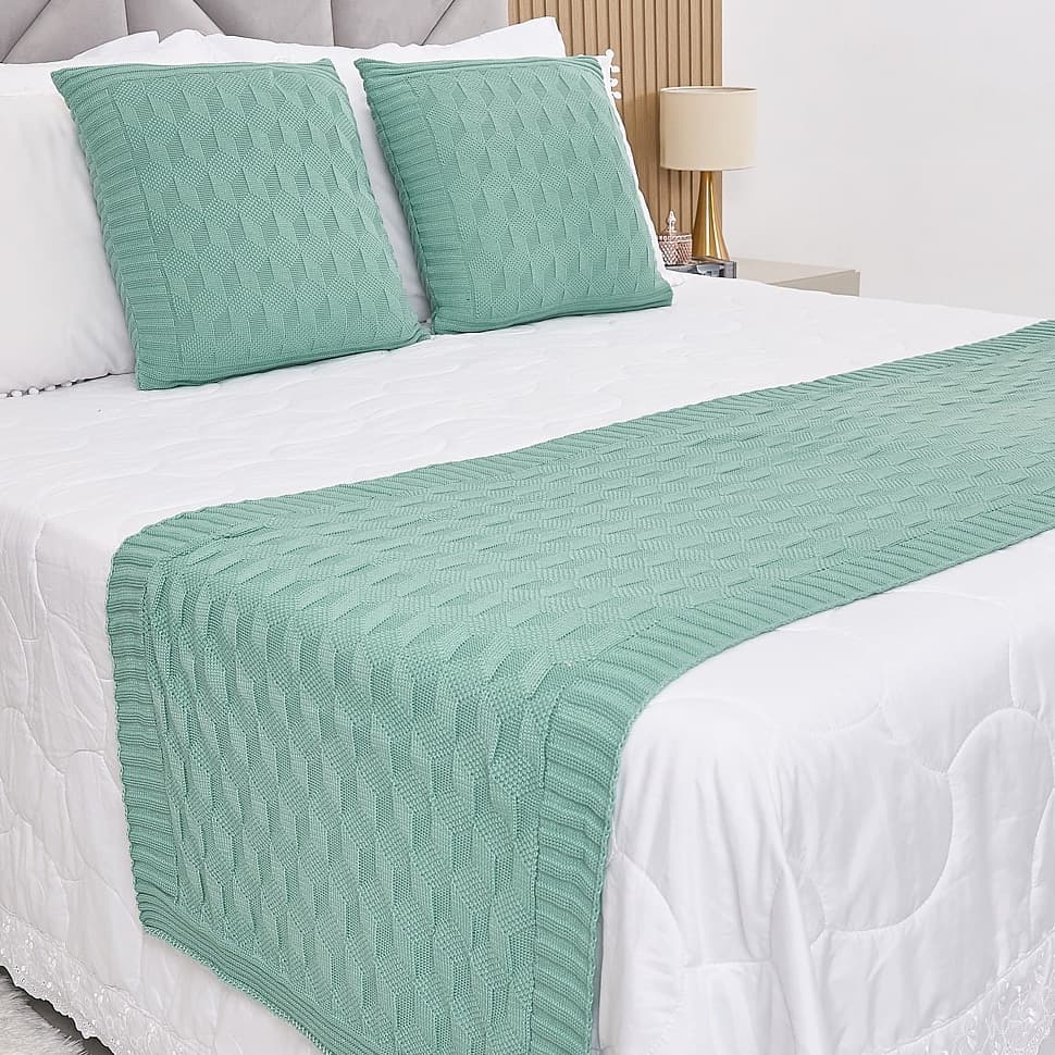 Peseira Manta Tricot Cama Casal Queen King Efeito 3D - SOMENTE A PESEIRA