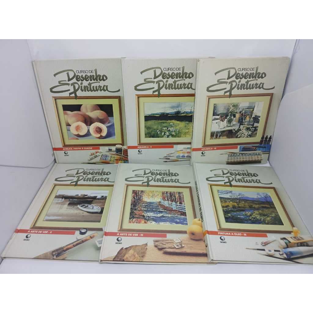 Coleção Curso de Desenho e Pintura Acrílico Pastel e Guache Desenho a Lápis