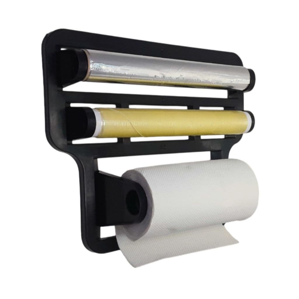 Porta Papel Toalha Triplo Suporte Branco Rolos Para Cozinha 4 em 1