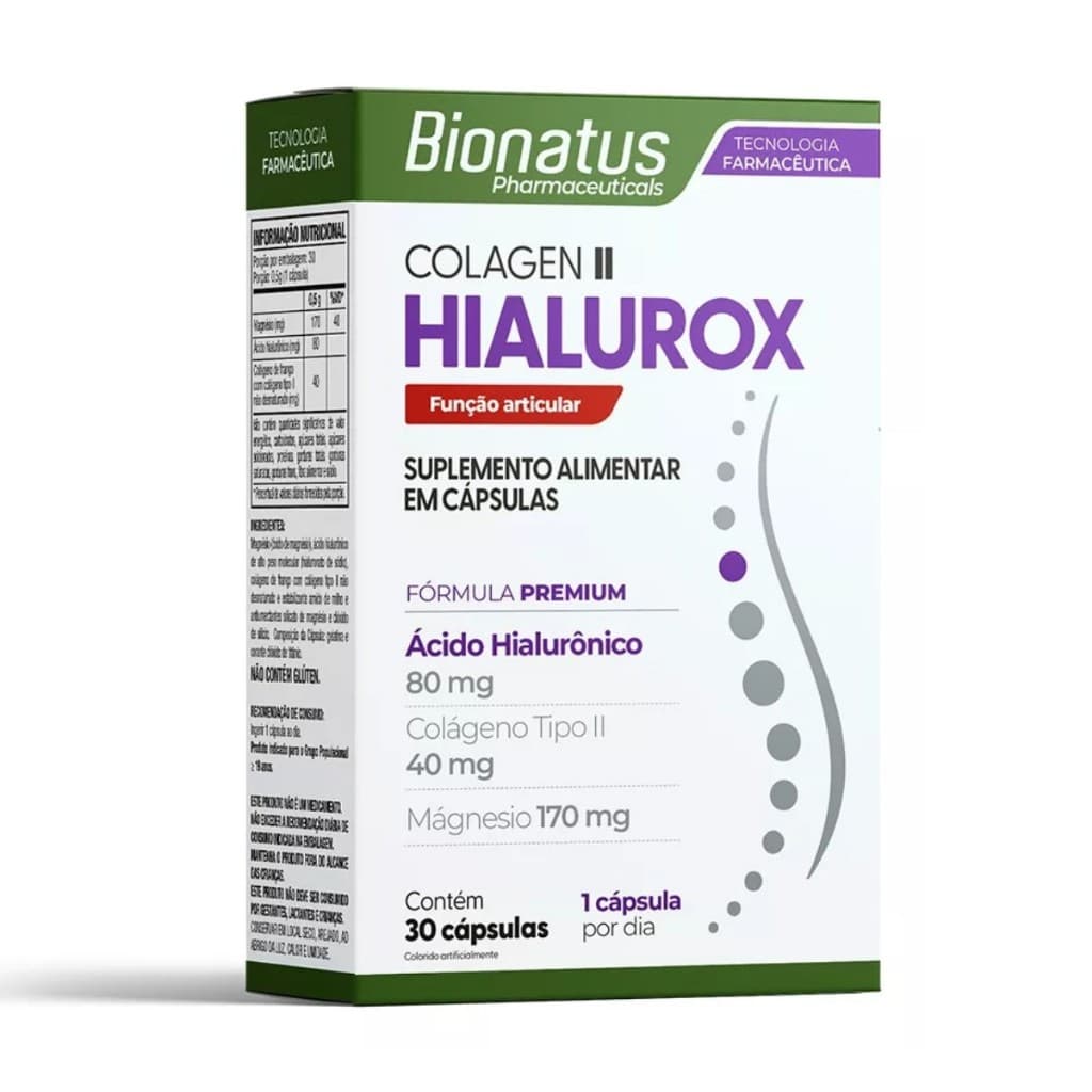 Colageno II Hialurox 30 Capsulas Bionatus Sabor Sem Sabor