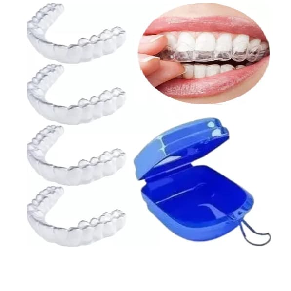 04 Placas Brux Ranger dos Dentes Moldeira protetor com estojo azul