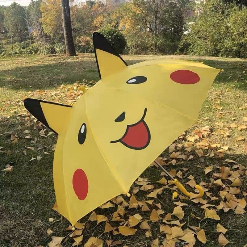 Sombrinha Guarda Chuva Infantil Com Desenho e Orelhinhas de Pikachu