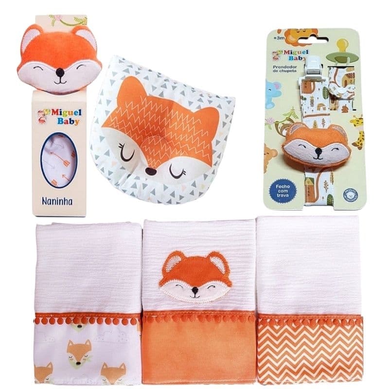 Kit Naninha Com Travesseiro Prendedor de Chupeta Toalha Fralda Paninho de Boca | 6 Peças