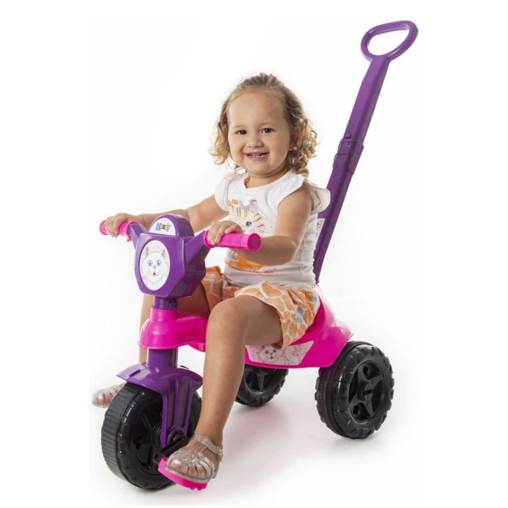 Kemotoca Infantil Violotrol Motoca Triciclo C/ Empurrador Pedal haste Menino Menina Bebe inmetro