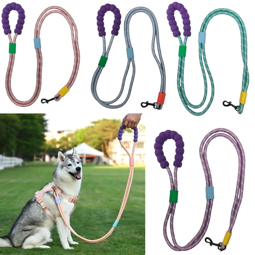 Guia de Passeio Mãos Livres Com Corda Dupla De Nylon Transversal Reforçada Resistente Refletivo Para Cachorros