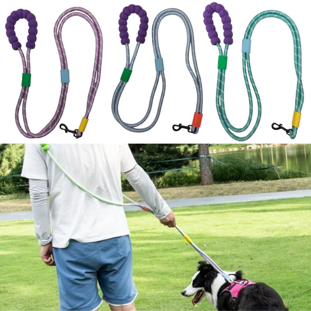 Guia de Passeio Mãos Livres Com Corda Dupla De Nylon Transversal Reforçada Resistente Refletivo Para Cachorros LR-0318