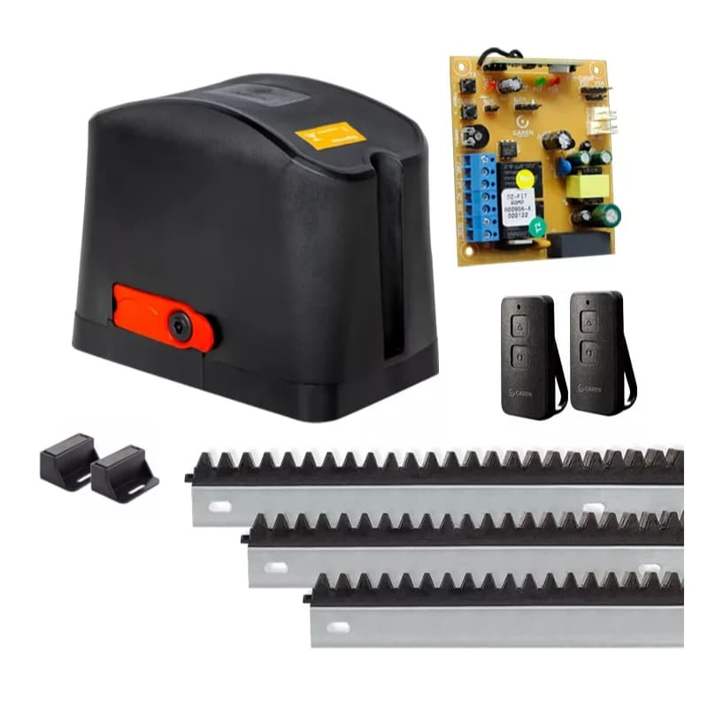 Kit Motor Portao Dz Casa  Eletronico Garen 1/4hp 400kg 2 Controles