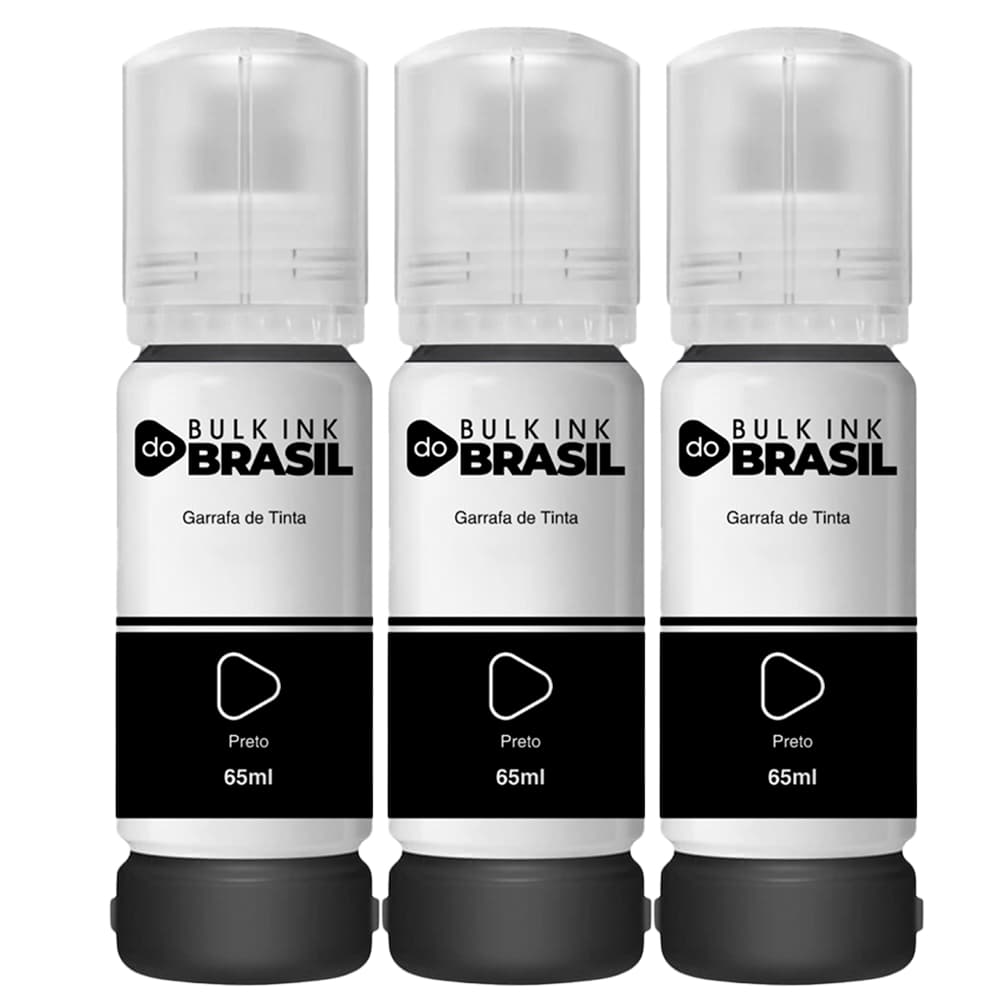 Kit 3 Unidades Tinta  Preta Compatível Epson L1110 L3110 L3150 L3160 L3210 L3250 L5190