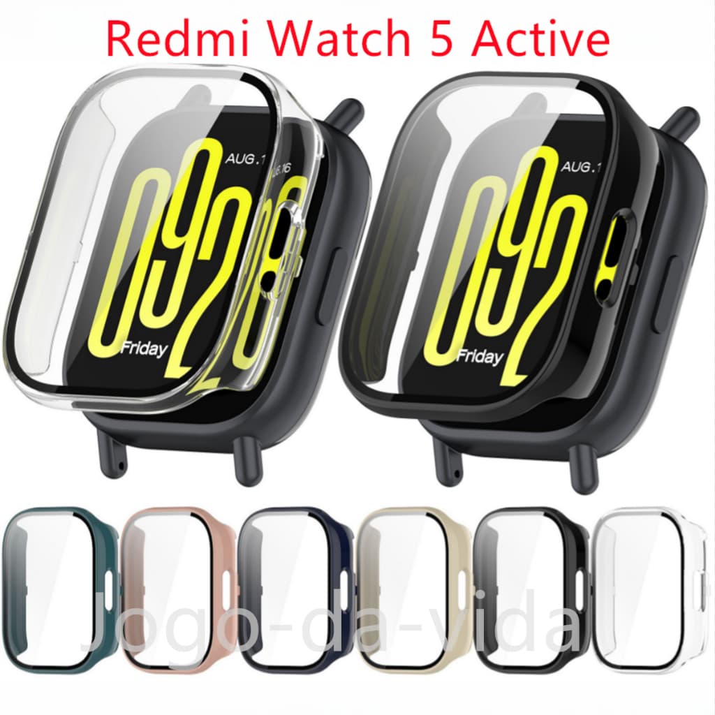 Case Capa Bumper Proteção Acrílico com Vidro Temperado para Xiaomi Redmi Watch 5 Active