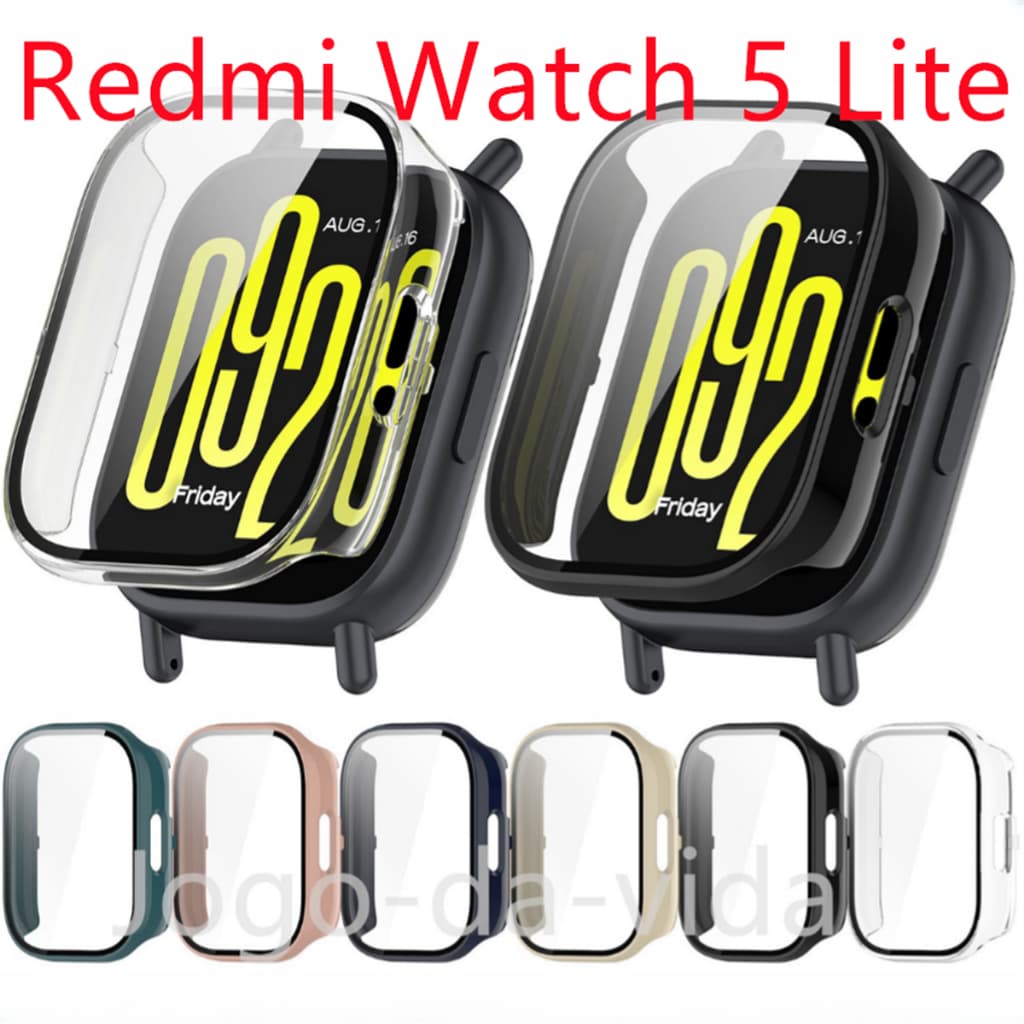 Case Capa Bumper Proteção Acrílico com Vidro Temperado para Xiaomi Redmi Watch 5 Lite