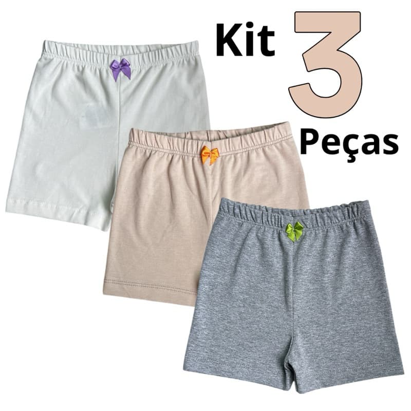 Kit 3 Calcinha Segurança Infantil 2 a 12 anos Cores Sortidas Cotton Algodão (0062)
