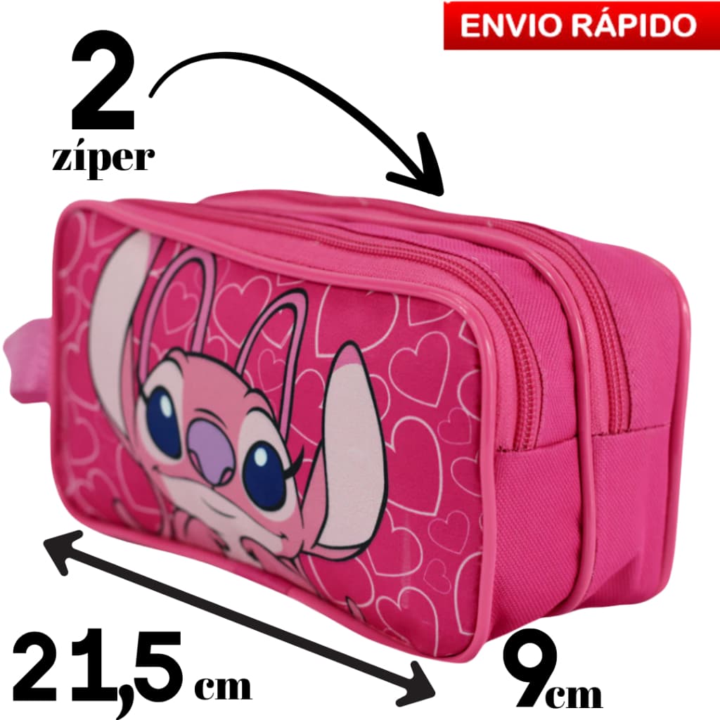 Estojo Caneta Lápis Duplo Escolar Infantil Stitch Angel