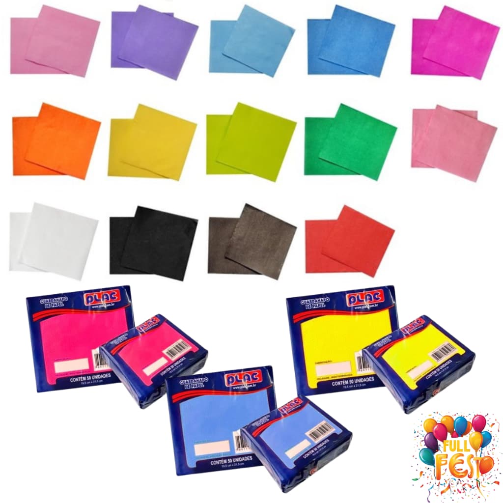 Guardanapo De Papel Colorido Para Festa Aniversário Decoração Com 50 Unidades Descartáveis