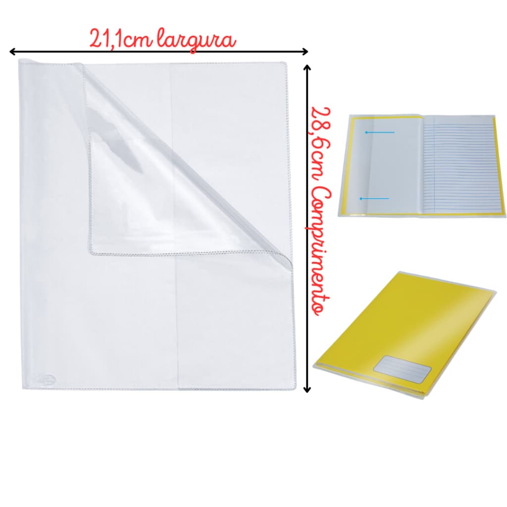 Capa Protetora p/Caderno Brochura Tamanho Grande 211mmx286mm