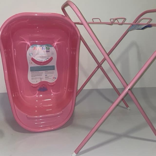 Kit Banho Banheira 34 litros grande e suporte resistente menino menina infantil