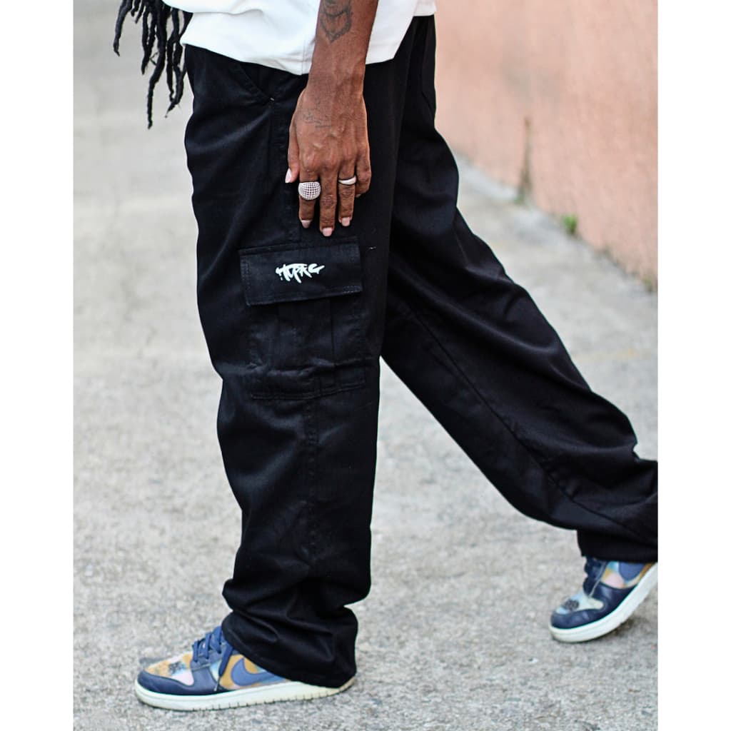 Calça Cargo Tupac Sarja Larga Unissex Larga Varias Cores