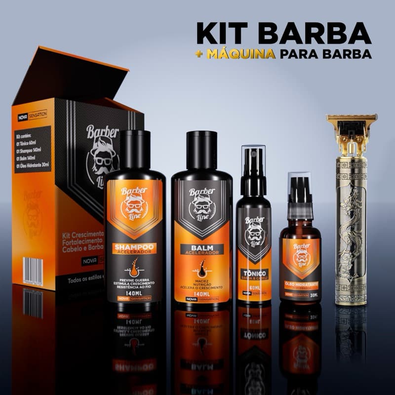 Kit Barba Balm, Shampoo, Óleo e Tônico Presente Namorado Cheiroso Maquina de Barbear