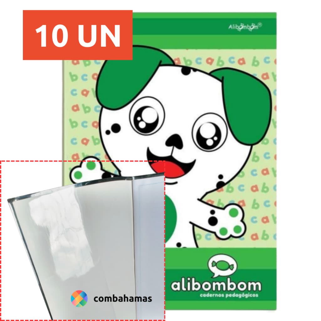 CAPA PRONTA PARA CADERNO, ALIBOMBOM 60 FLS CAPA FLEXÍVEL, 10 UN