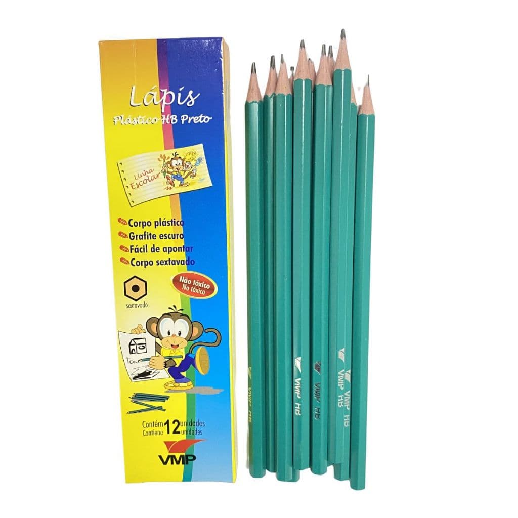 Lápis HB. N2 Preto Sem Borracha Caixa Com 12 Unidades Para Escrita Lápis Sextavado