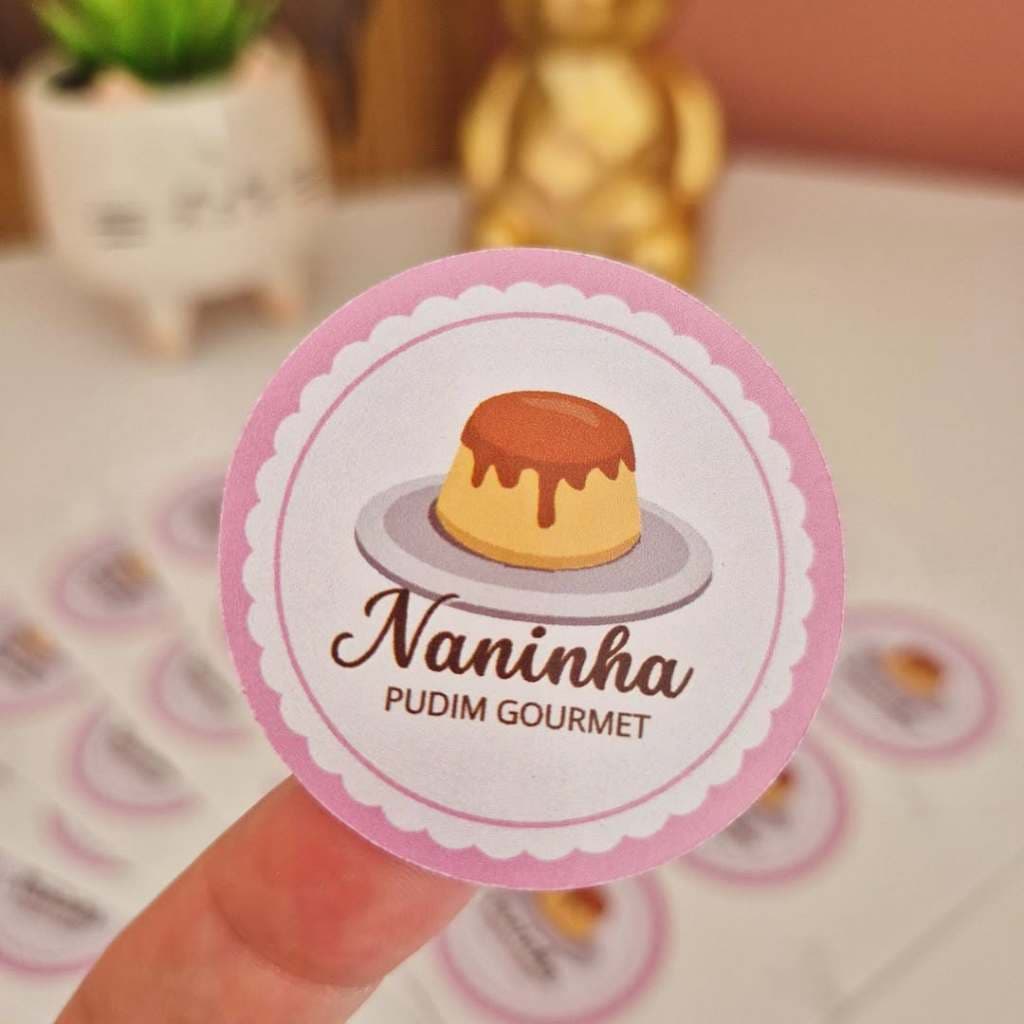 100 Etiquetas Adesivas 3x3, 4x4 ou 5x5cm Personalizados Com Recorte