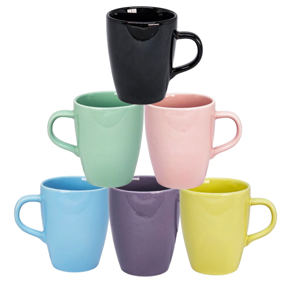 Kit Jogo 6 Canecas de Porcelana Innovare 230 ml Xicara Café Chá Mesa Posta Presente Chocolate Color