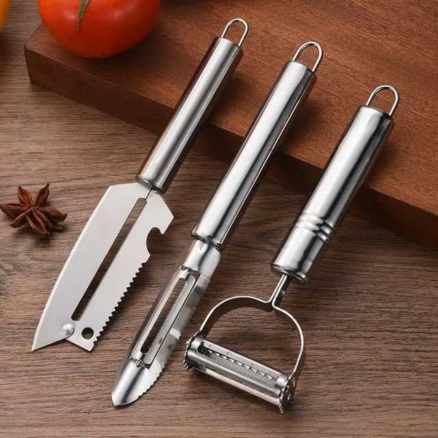 kit c/ 3 descascadores de legumes, verduras, frutas e etc