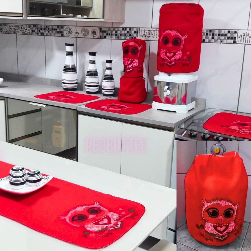 Jogo De Cozinha Kit 7 Peças Decoração Casa Panos Copa Capa Eletrodoméstico Oxford Barato Promoção