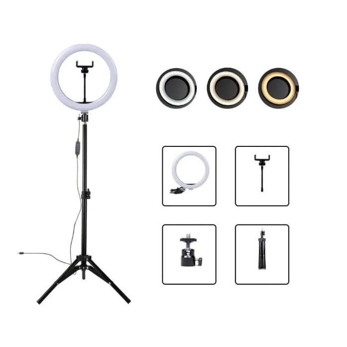 Ring Light Com Tripé Incluso Led Portátil 10 Polegadas + Tripé