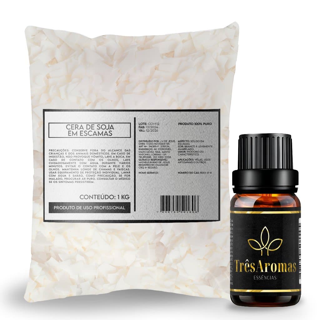 1 Kg Cera de Soja Em Escamas 100% Pura Para Fabricar Velas Fabricação de Velas + 10ml Essência Pura