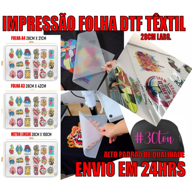 IMPRESSÃO DTF TÊXTIL ENVIO EM 24 HORAS