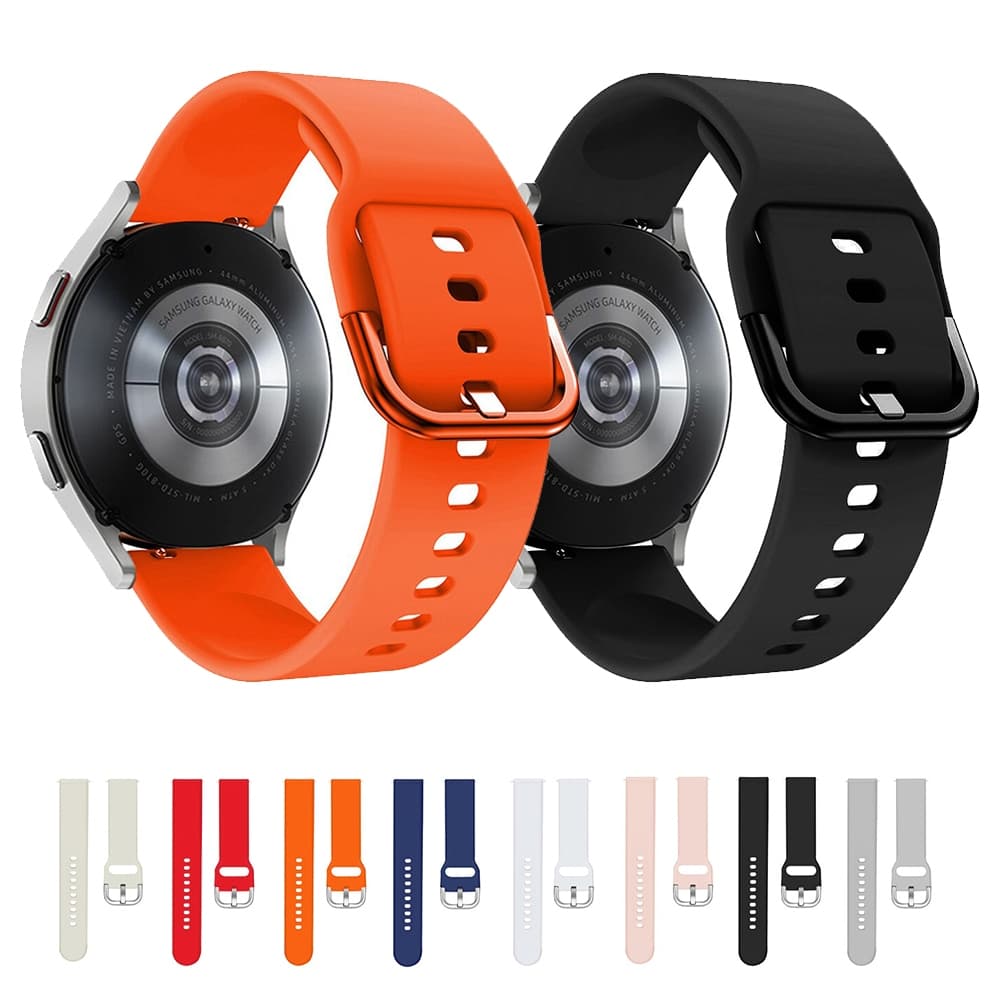 Pulseira 20mm 22mm de Silicone para Smartwatch Samsung Galaxy Watch Active 2 7 6 5 4 40mm 44mm Banda para Amazfit Bip 6