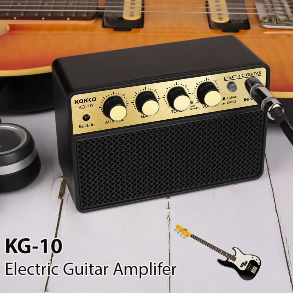 Amplificador pequeno para guitarra eléctrica KOKKO 10W Mini altifalante portátil para prática de guitarra Amplificador