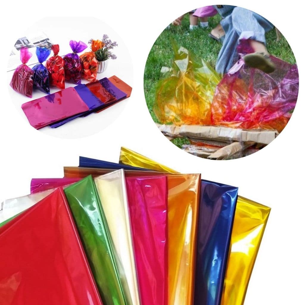 50 Folhas Plástico Celofane BOPP Coloridos Cristal 80x80cm Papel Escolar Plástico Encapar Artesanato