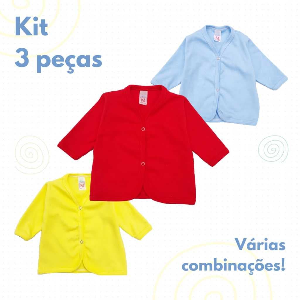 Kit 3 Casaquinhos Bebê (Super confortável) Suedine 100% Algodão