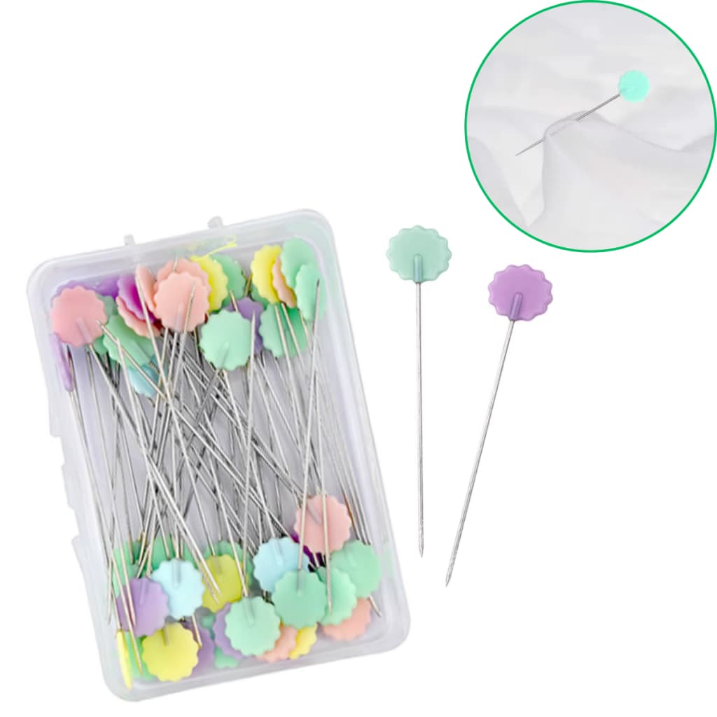 Alfinete Cabeça Flor Coloridas Patchwork Costura Aplique - 50 unidades