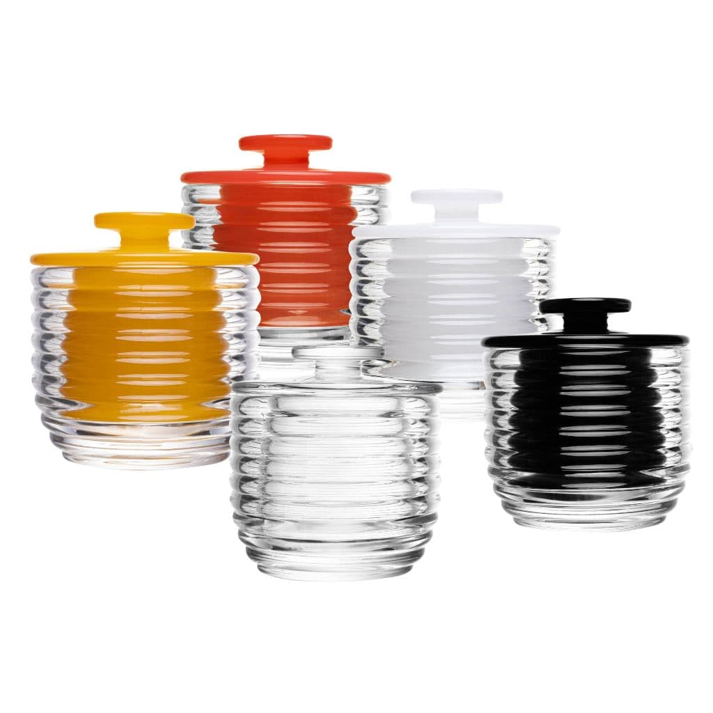 Manteigueira Francesa de Vidro Colmeia com Tampa - 9,5cm x 9,5cm x 8cm - Lyor