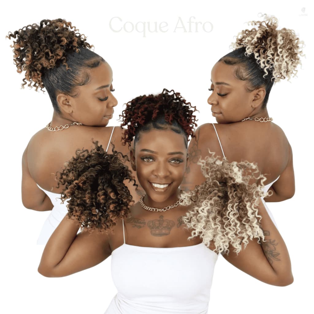 Coque Afro Cabelo Fibra 100% Orgânico - Com Regulador e Pentes /Acessório de Cabelo - Aceita Calor