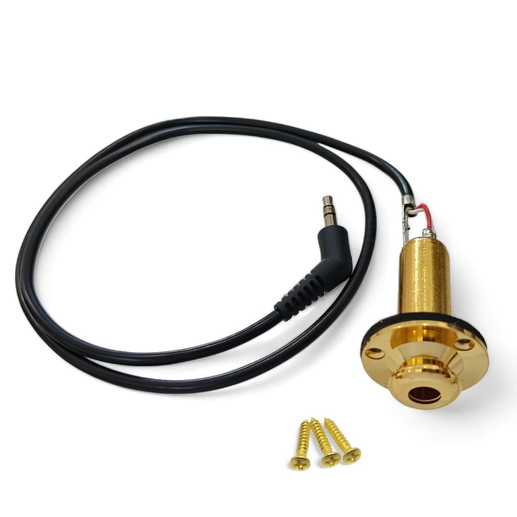 Jack Roldana Blindado P/ Violão Dourado Com Chicote Plug P2